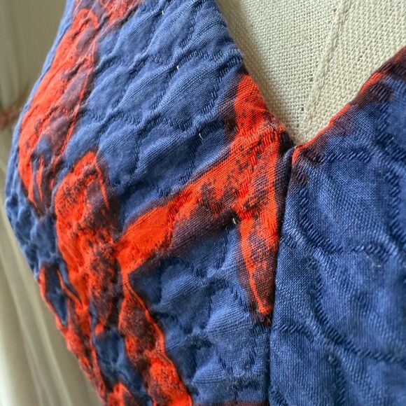 Vintage McInerny Hawaii 100% Cotton Tiki Print A-line Sleeveless Midi Dress Pock - Picture 11 of 11